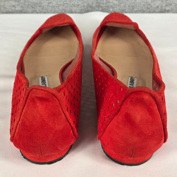MANOLO BLAHNIK WOMEN’S SUEDE FLATS MESH ACCENTS • SIZE US 7 • MADE IN ITALY - Picture 6 of 10